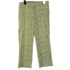 Sigrid Olsen Size 6 Yellow Green Vine Floral Cotton Cropped Pants Boho Festival